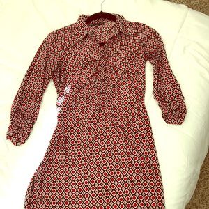 Shirt dress. Red print. Small